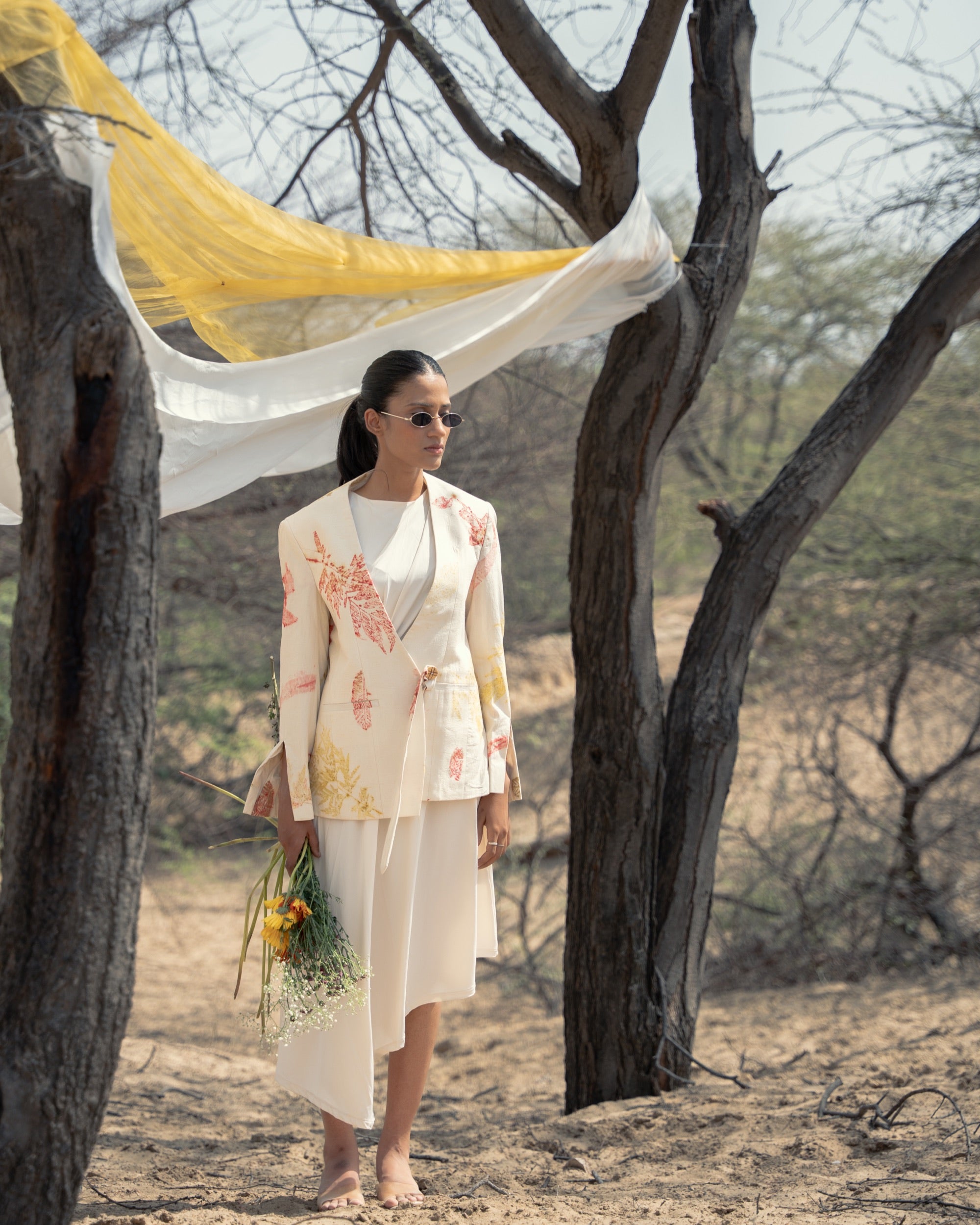 Amaltas, an off-white eco printed blazer from the Chhaap collection